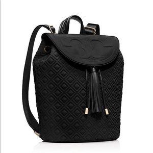 2 Items Tory Burch Fleming Quilted Nylon BP+Pouch